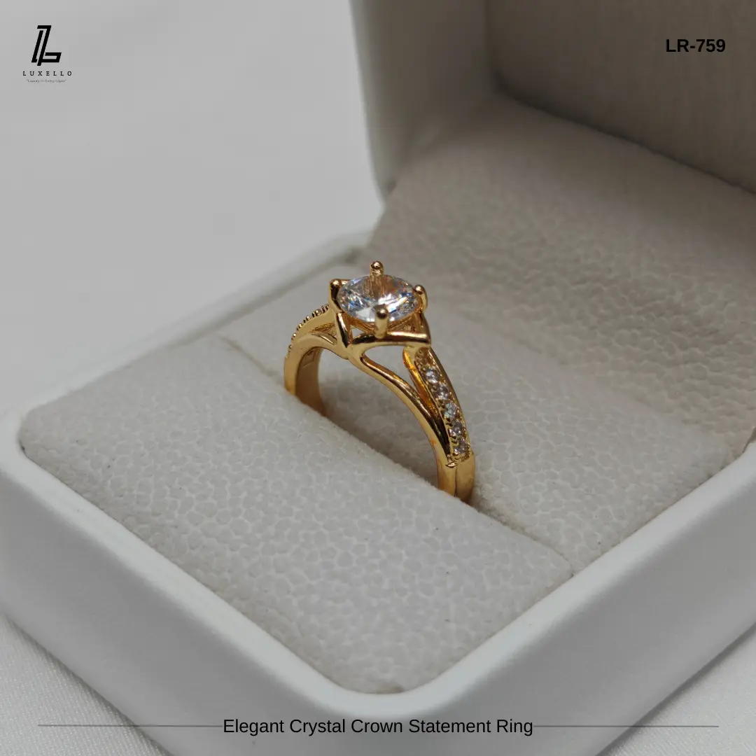 Picture of Elegant Golden Crown Statement Ring | 6 Months Color Guaranteed Golden