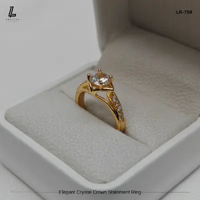 Picture of Elegant Golden Crown Statement Ring | 6 Months Color Guaranteed Golden