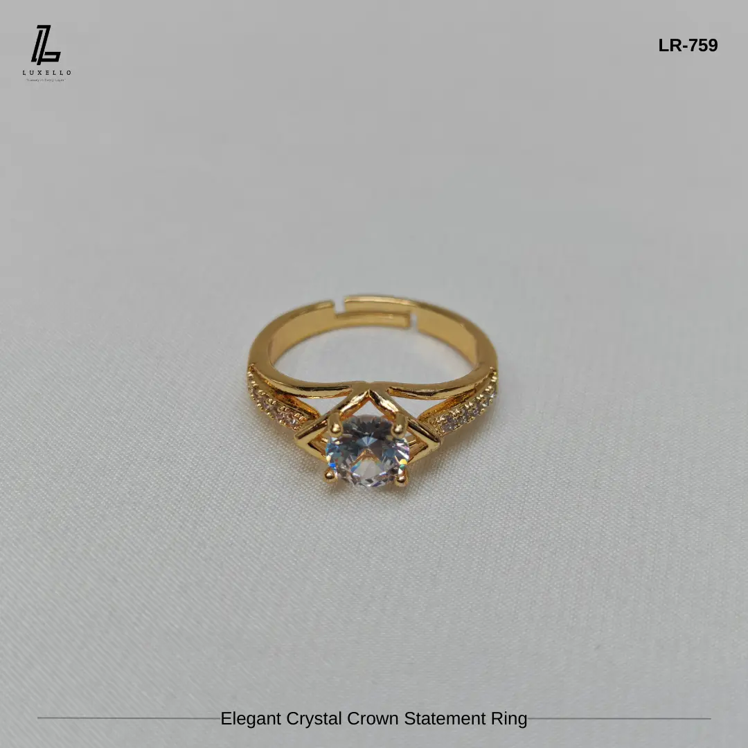 Picture of Elegant Golden Crown Statement Ring | 6 Months Color Guaranteed Golden