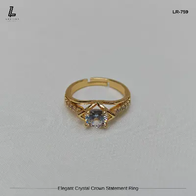 Picture of Elegant Golden Crown Statement Ring | 6 Months Color Guaranteed Golden
