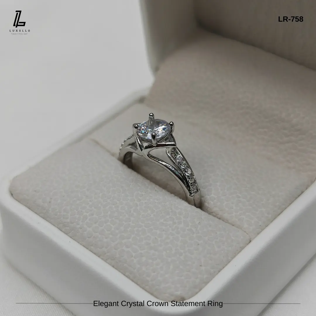 Picture of Elegant Silver Crown Statement Ring | 6 Months Color Guaranteed Silver