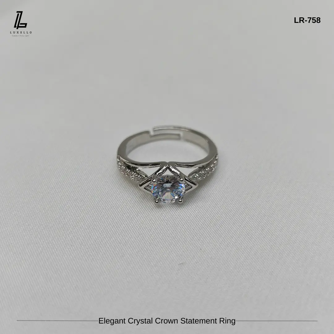 Picture of Elegant Silver Crown Statement Ring | 6 Months Color Guaranteed Silver