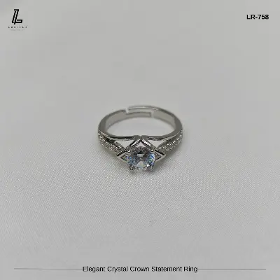 Picture of Elegant Silver Crown Statement Ring | 6 Months Color Guaranteed Silver