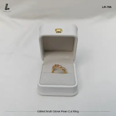 Picture of Golden Pear-Cut Zirconia Statement Ring | 6 Months Color Guaranteed Golden