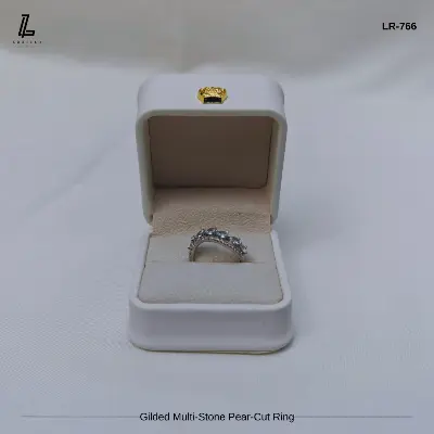 Picture of Silver Pear-Cut Zirconia Statement Ring | 6 Months Color Guaranteed Silver