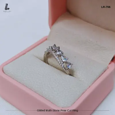 Picture of Silver Pear-Cut Zirconia Statement Ring | 6 Months Color Guaranteed Silver