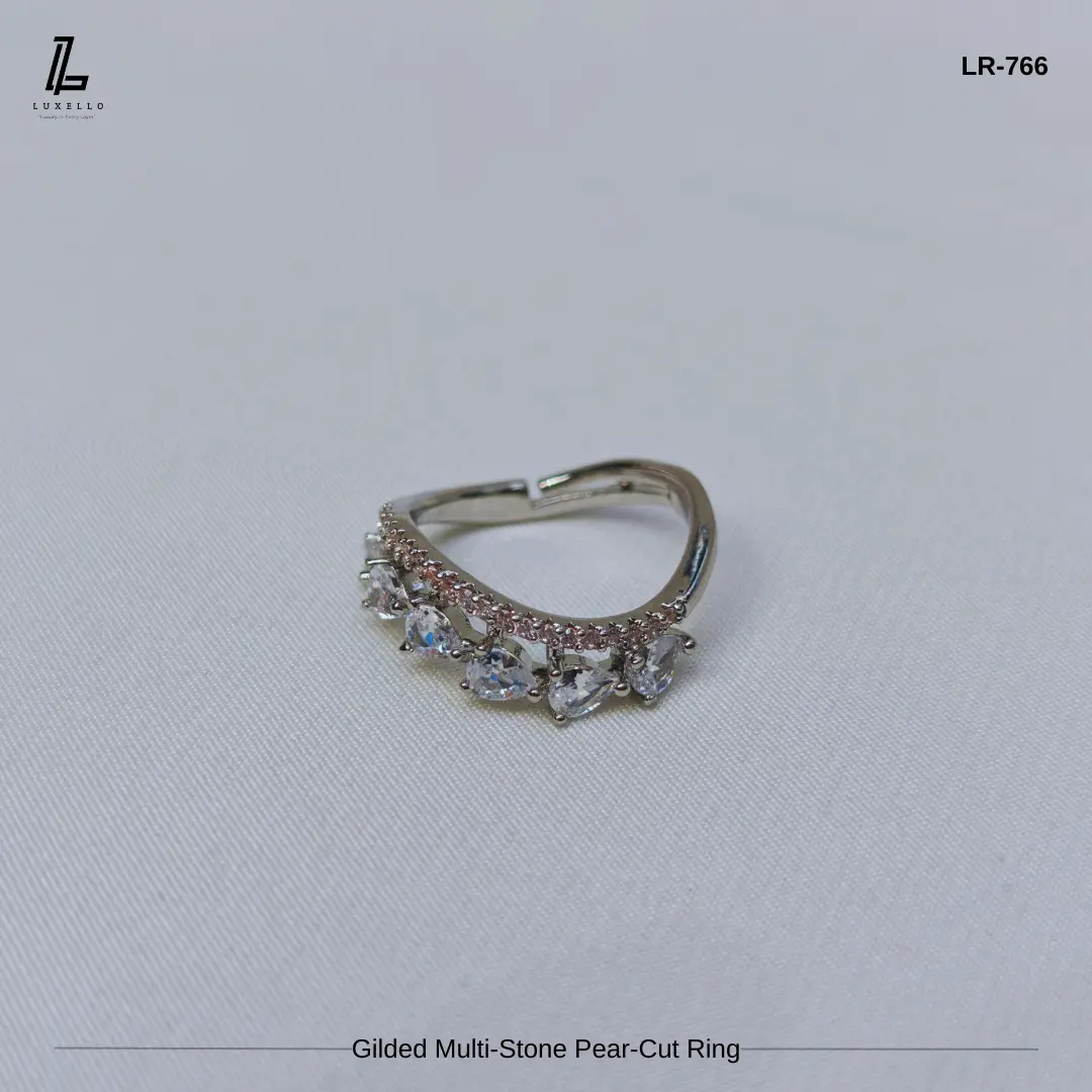 Picture of Silver Pear-Cut Zirconia Statement Ring | 6 Months Color Guaranteed Silver