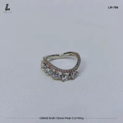 Picture of Silver Pear-Cut Zirconia Statement Ring | 6 Months Color Guaranteed Silver