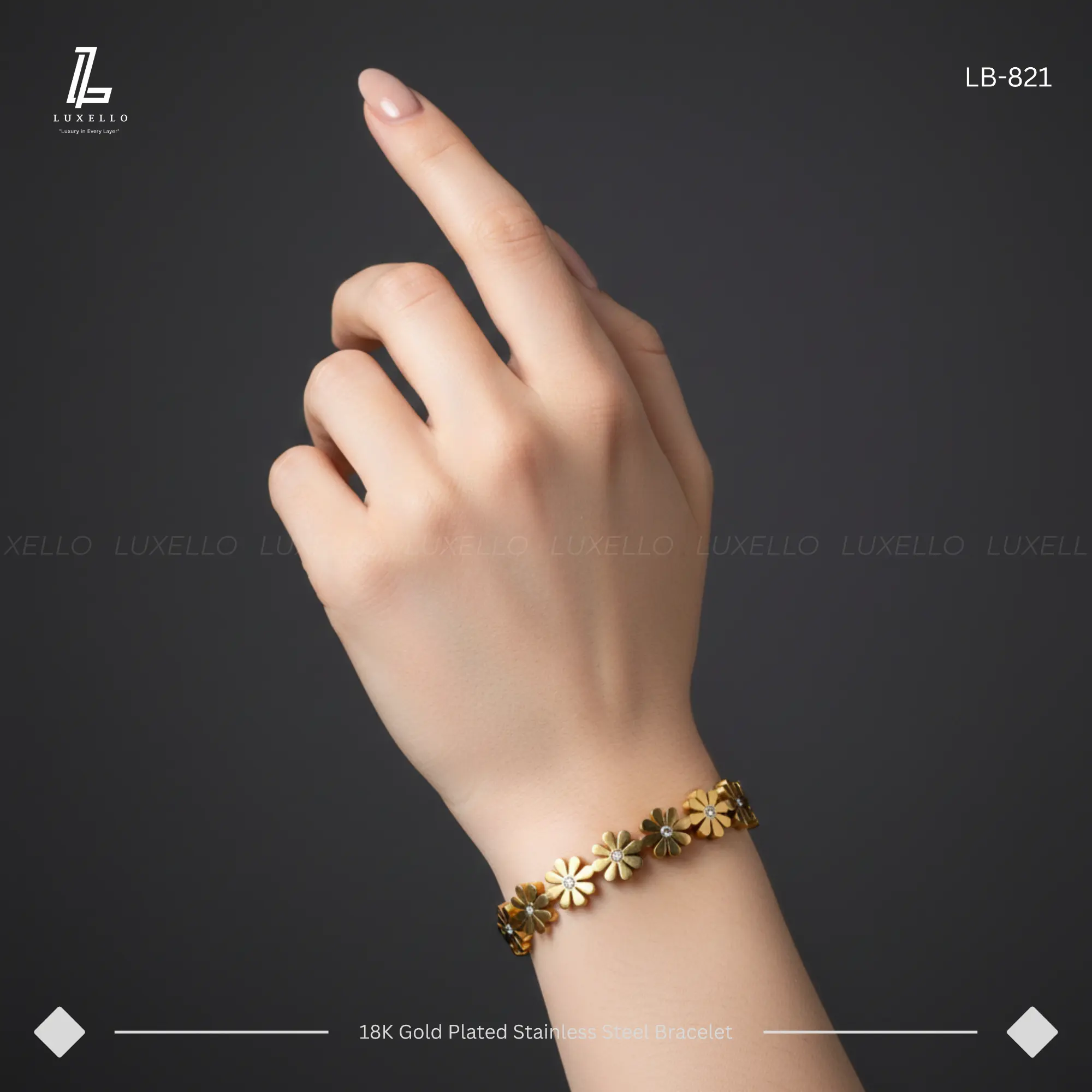 Picture of Nawar - Daisy flower Bracelet | 2 Years Color Guaranteed Golden