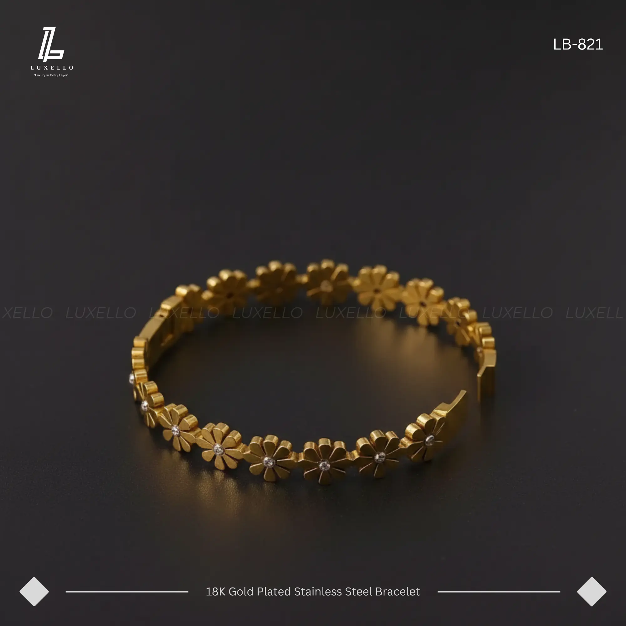 Picture of Nawar - Daisy flower Bracelet | 2 Years Color Guaranteed Golden