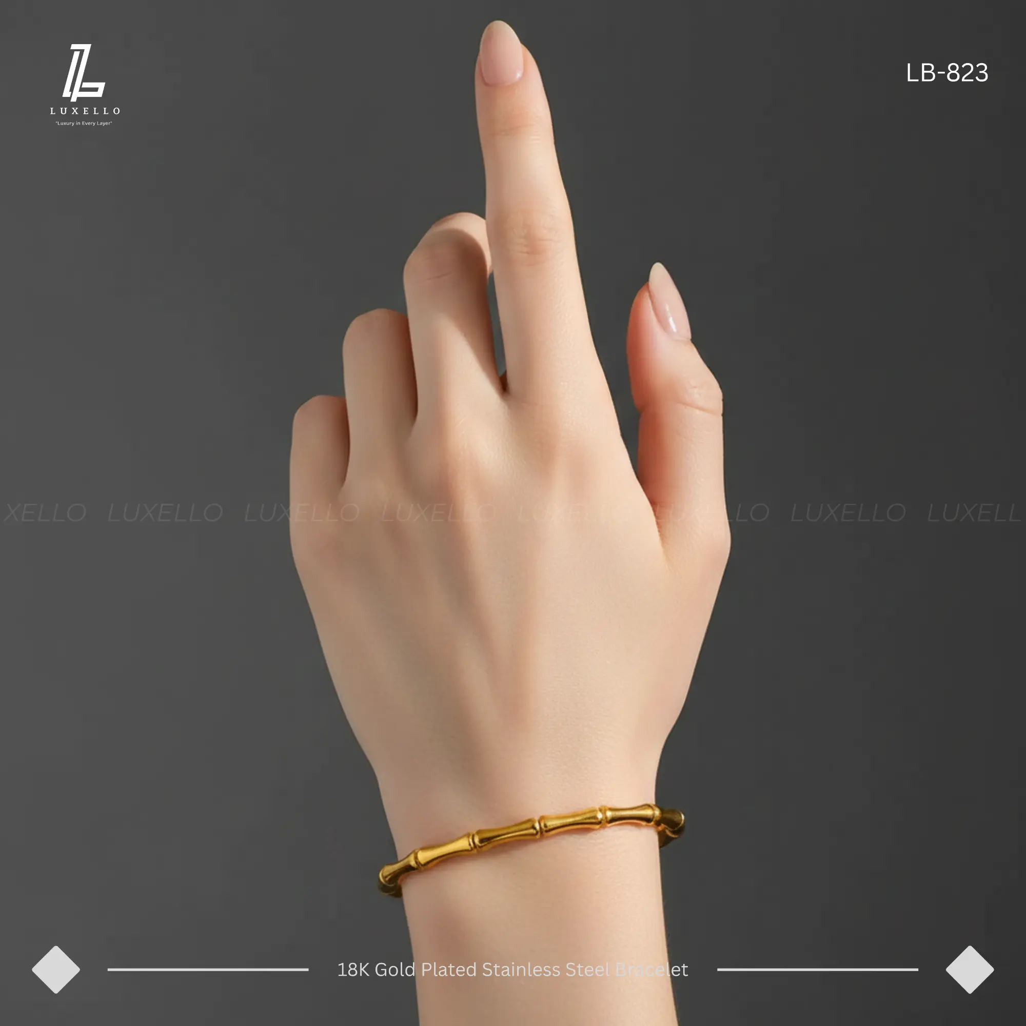 Picture of Bamboo Link Bracelet | 2 Years Color Guaranteed Golden