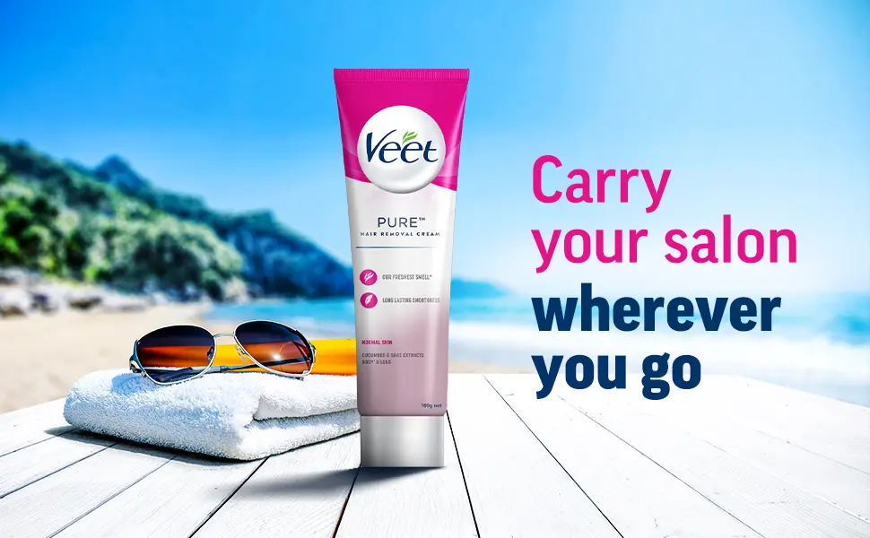 Picture of Veet Pure™ Hair Removal Cream 25g Normal Skin for Body & Legs, Freshest Smell with Organic Aloe Vera and Rose Extract, Dermatologically Tested - Hair Removal 25 gm