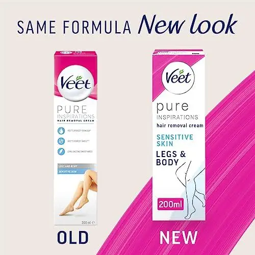 Picture of Veet Pure™ Hair Removal Cream 100g Normal Skin for Body & Legs, Freshest Smell with With Organic Aelo Vera and Rose Extract, Dermatologically Tested - Hair Removal
