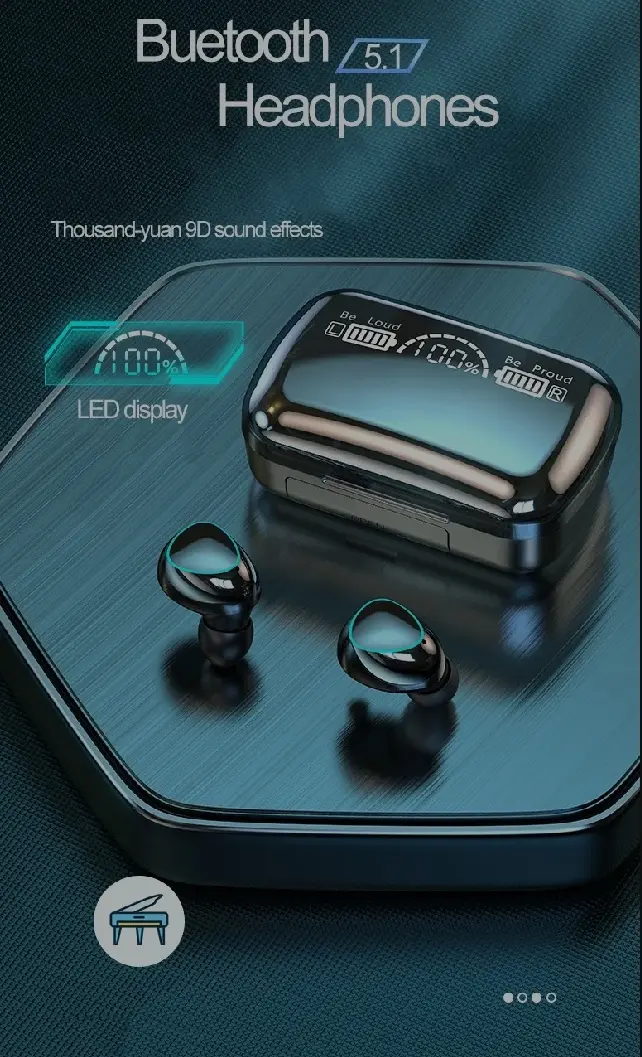 Picture of M10 TWS Wireless Earphone Touch Bluetooth Earplugs In The Ear Stereo Sport Headsets CVC8.0 Noise Reduction Headphones with Digital display black Good effect and easy to use - Bluetooth Headphone - Black