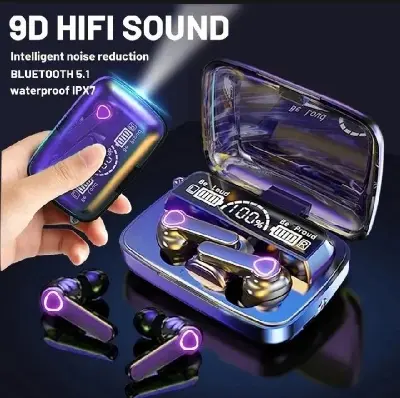 Picture of M19 Earbuds TWS Earphone Intelligente Touch Control Wireless Bluetooth 5.1 Headphones Waterproof LED Display With Microphone. - Black