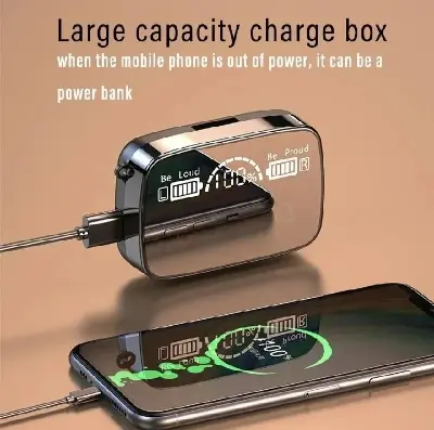 Picture of M19 Earbuds TWS Earphone Intelligente Touch Control Wireless Bluetooth 5.1 Headphones Waterproof LED Display With Microphone. - Black