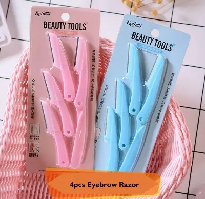 Picture of Keli 4pcs (Blue & Pink) Eyebrow Razor Pack Foldable Eyebrow Facial Hair Removal, Shaper, and Trimmer. - Multicolor