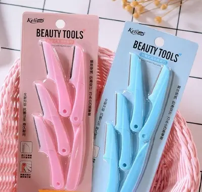 Picture of Keli 4pcs (Blue & Pink) Eyebrow Razor Pack Foldable Eyebrow Facial Hair Removal, Shaper, and Trimmer. - Multicolor