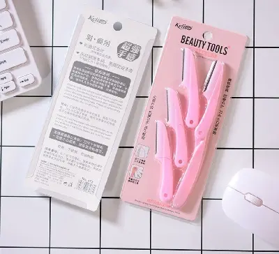 Picture of Keli 4pcs (Blue & Pink) Eyebrow Razor Pack Foldable Eyebrow Facial Hair Removal, Shaper, and Trimmer. - Multicolor