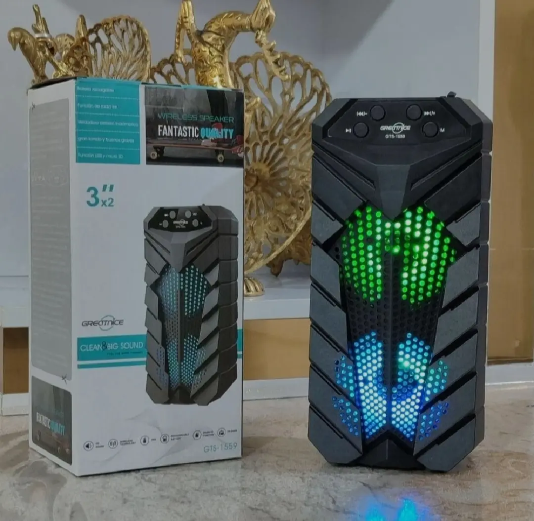 Picture of GTS-1559 Portable Wireless Dual 3 Inch Speaker Outdoor Mp3 Music Player Rechargeable With FM Radio USB TF TWS