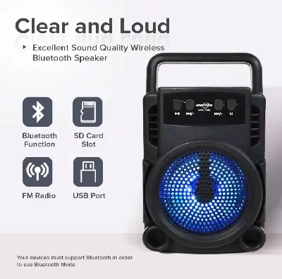 Picture of GTS 1363 Wireless Bluetooth Rechargeable Speaker EXTRA BASS Bluetooth speaker Portable Speaker smart speaker - Black