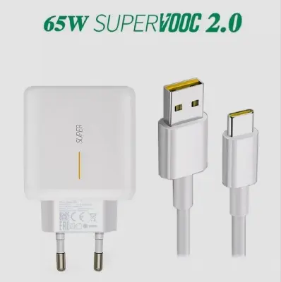 Picture of Real Me SUPER VOOC CHARGER 65W Power adapter Kit 5V - 2A / 10V - White