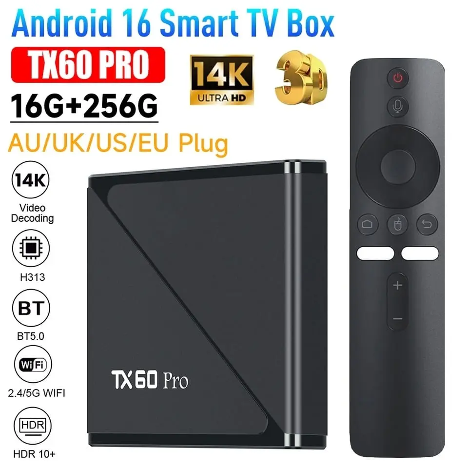Picture of TX60 Pro 14K Ultra HD Smart Android TV Box with Voice Control Remote - Black