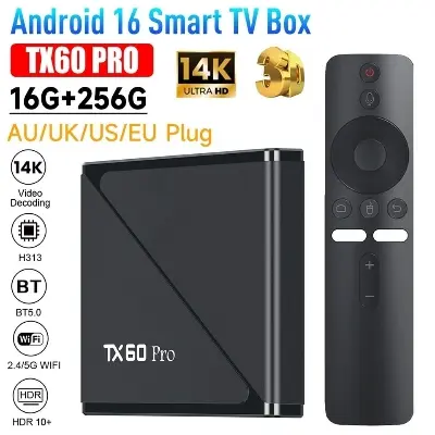 Picture of TX60 Pro 14K Ultra HD Smart Android TV Box with Voice Control Remote - Black