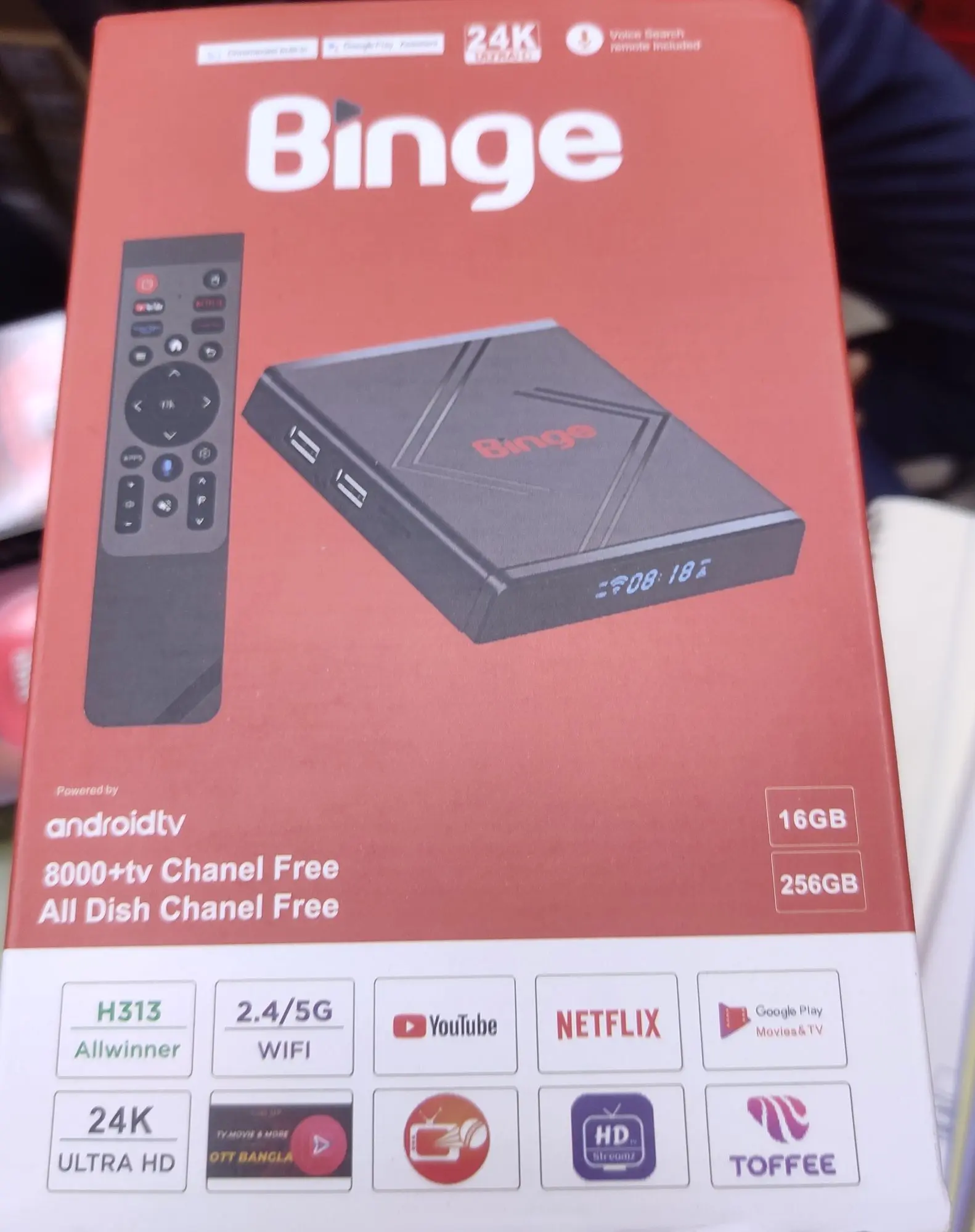 Picture of Binge Android TV Box with Voice Control Remote

24K Ultra HD 16GB DDR3, Storage: 256GB - Black