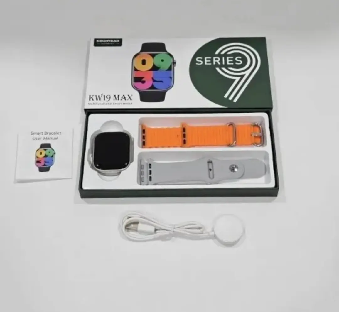 Picture of KW19 max 2.5D Curve Infinity Full HD IPS Display multicoloured double strap apple watch Series 9 watch for men women children - Multicolor