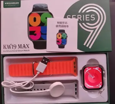 Picture of KW19 max 2.5D Curve Infinity Full HD IPS Display multicoloured double strap apple watch Series 9 watch for men women children - Multicolor