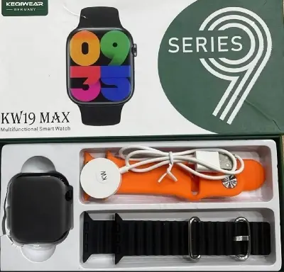 Picture of KW19 max 2.5D Curve Infinity Full HD IPS Display multicoloured double strap apple watch Series 9 watch for men women children - Multicolor