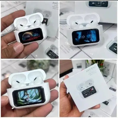 Picture of Airpods Pro 2nd Generation With Touch Screen Display 100% ANC/ENC Double Dark Noise Reduction A9 Bluetooth Headphone - White