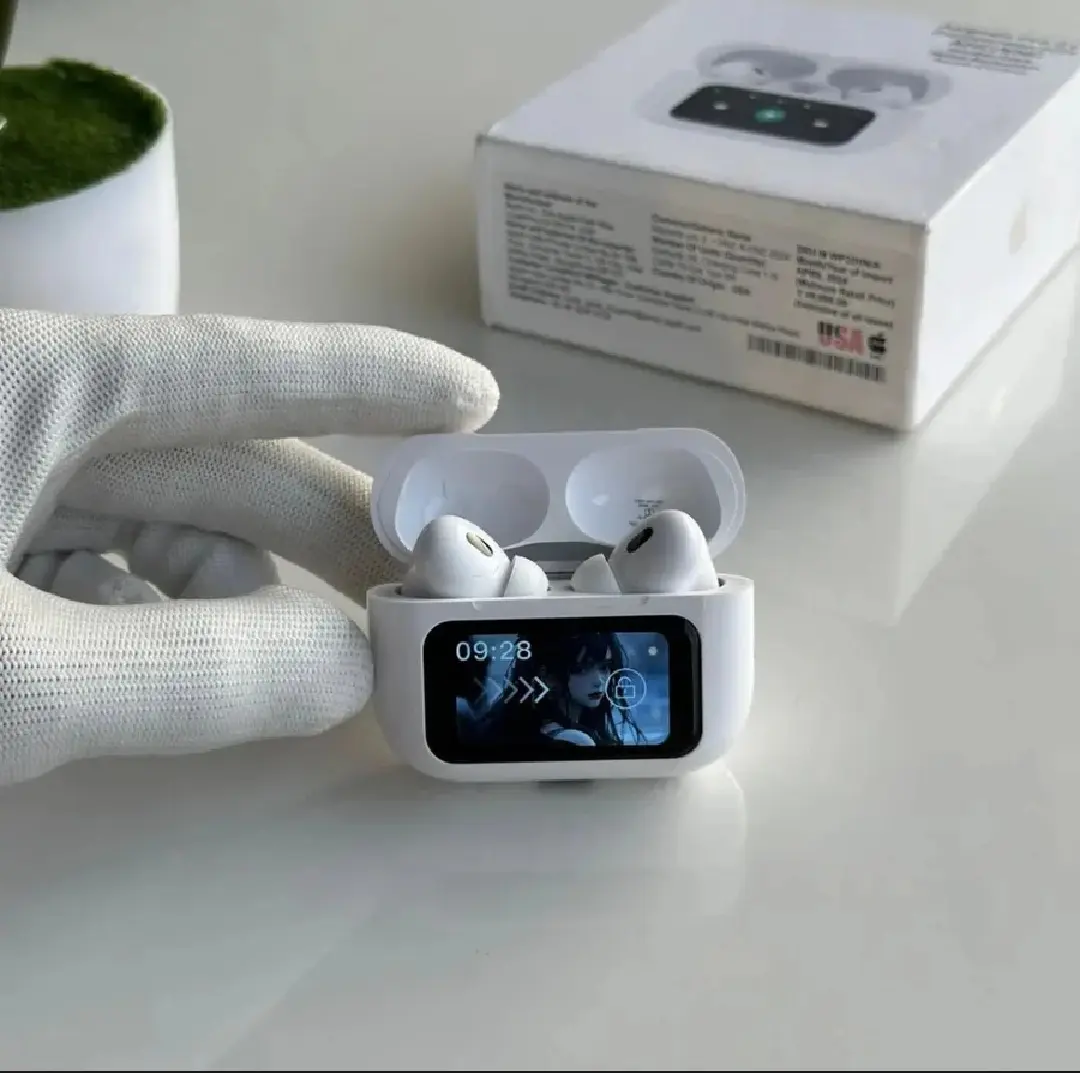 Picture of Airpods Pro 2nd Generation With Touch Screen Display 100% ANC/ENC Double Dark Noise Reduction A9 Bluetooth Headphone - White