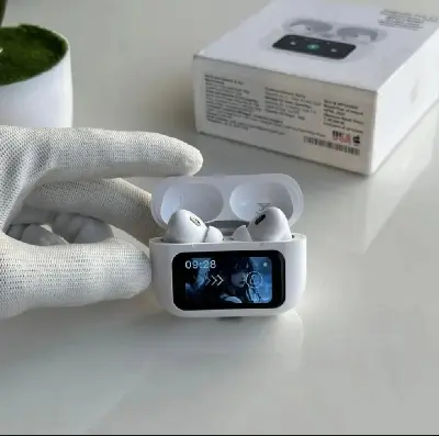 Picture of Airpods Pro 2nd Generation With Touch Screen Display 100% ANC/ENC Double Dark Noise Reduction A9 Bluetooth Headphone - White