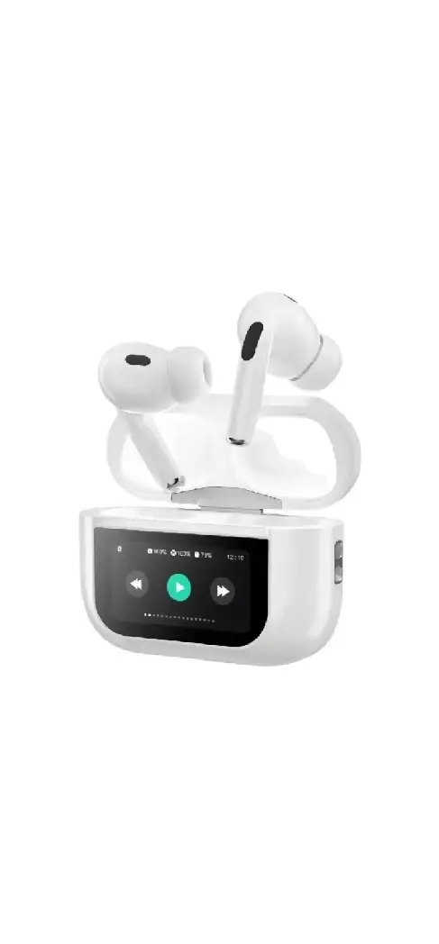 Picture of Airpods Pro 2nd Generation With Touch Screen Display 100% ANC/ENC Double Dark Noise Reduction A9 Bluetooth Headphone - White