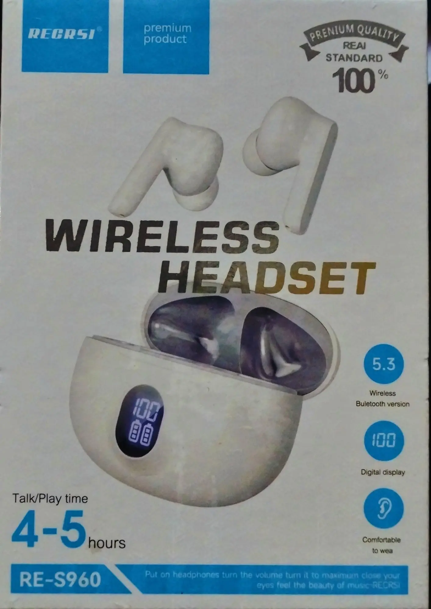 Picture of RECRSI RE-S960 Wireless headset Digital Display - Multicolor - White