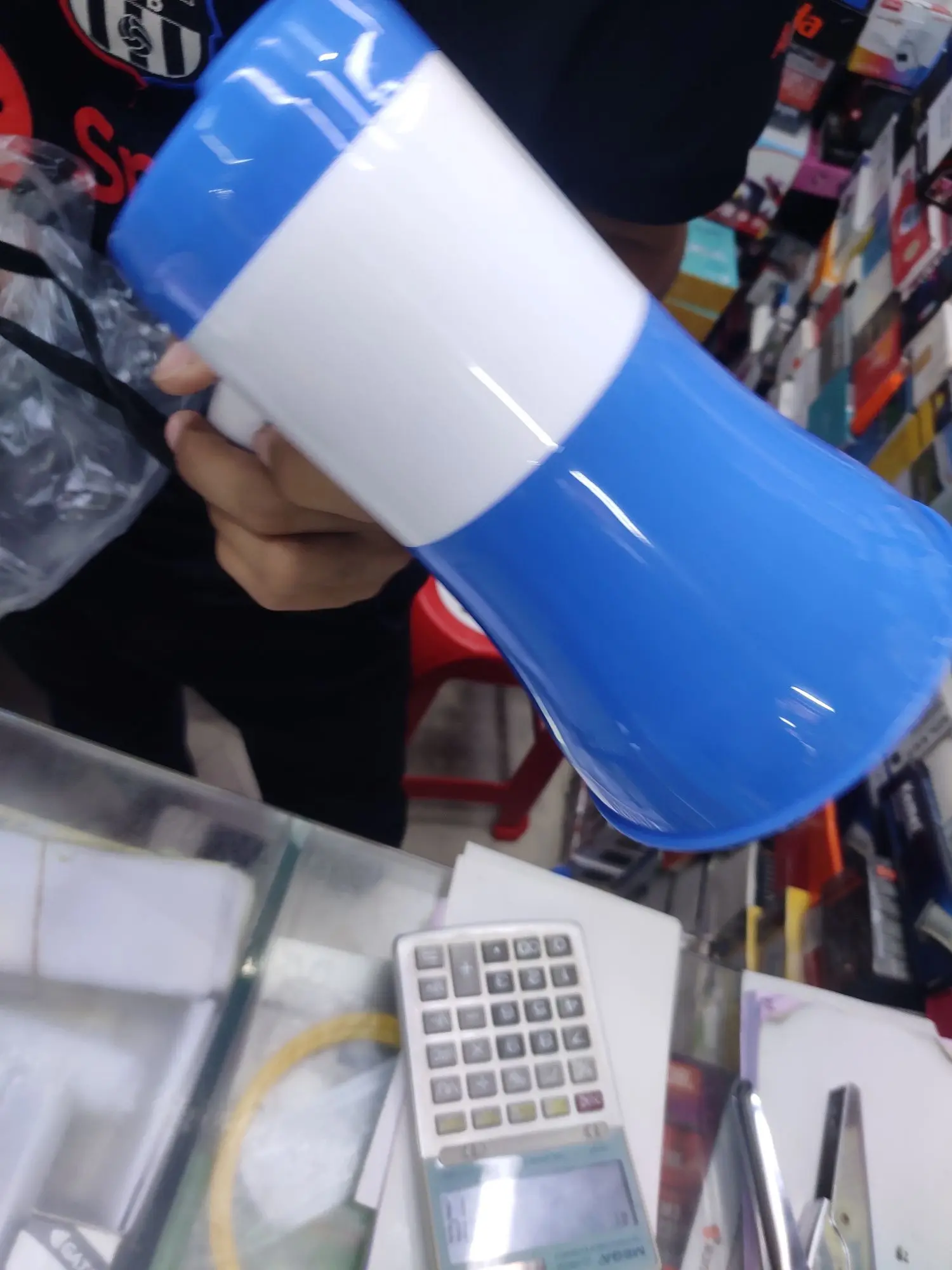 Picture of Hand Mike Handheld Lithium Megaphone 619U with built-in siren - Blue