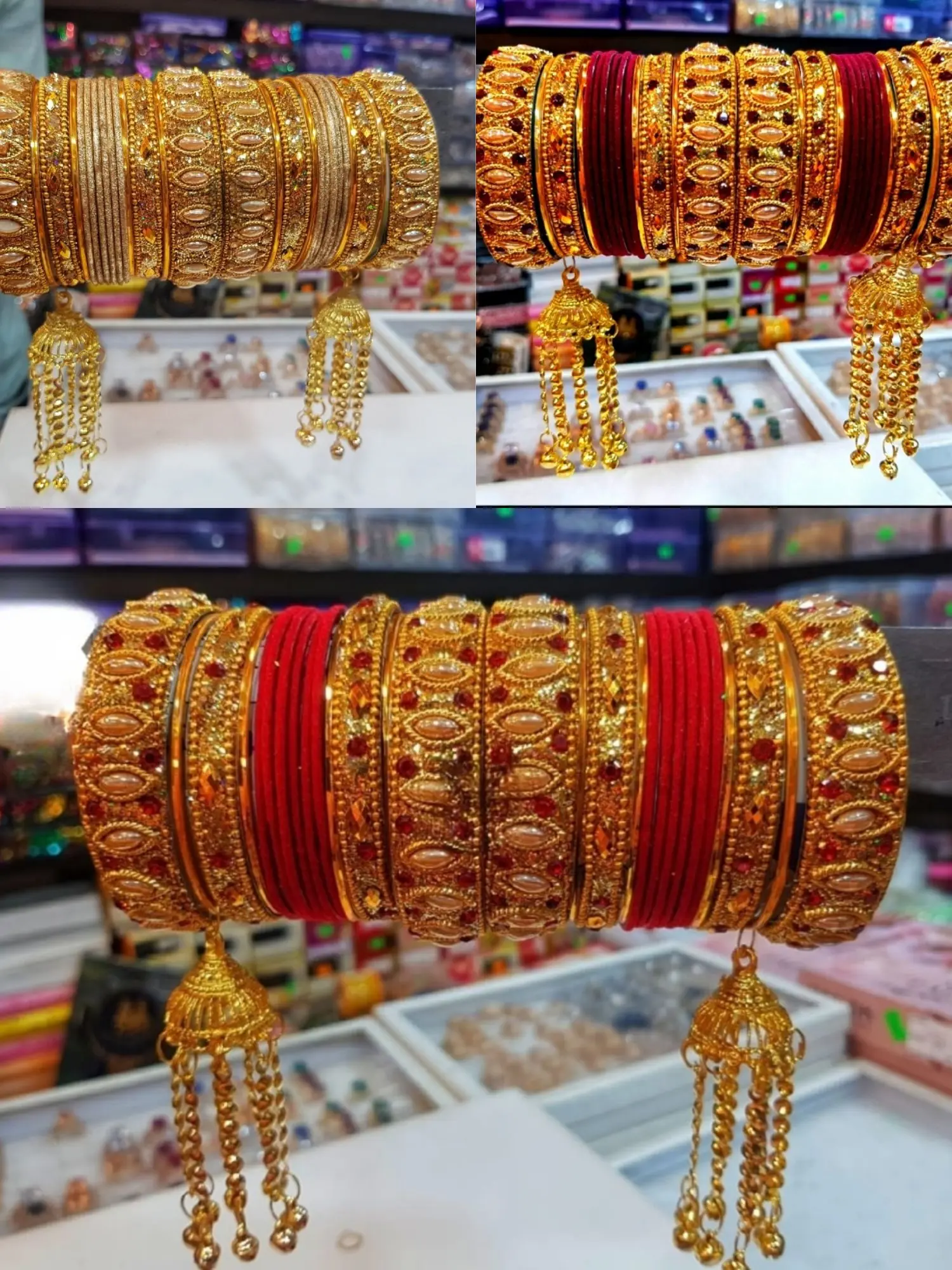 Picture of 1 Set New Indian Bridal Jhumka Bangles/Churi Package For Girls-(1 full set)