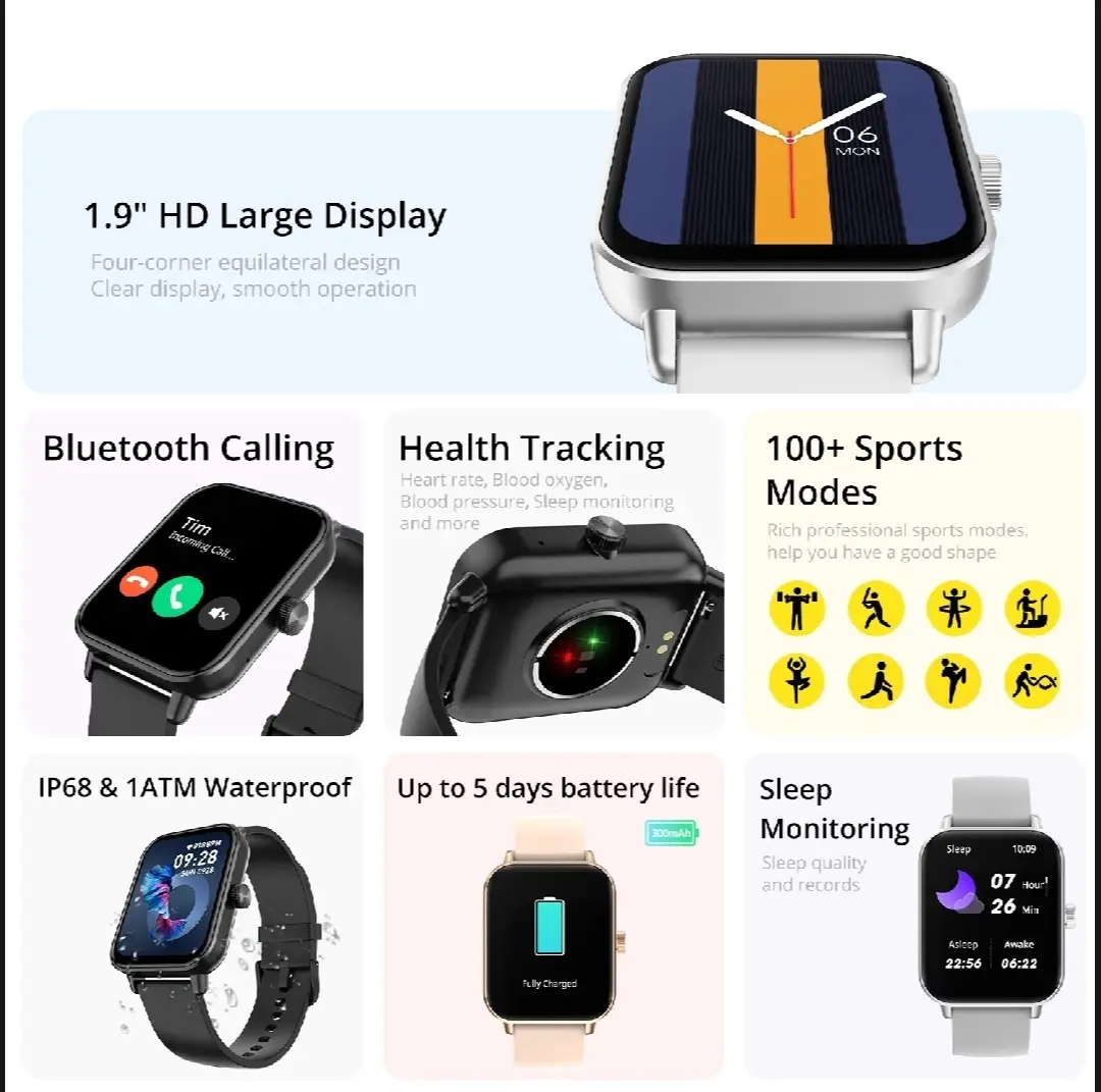 Picture of COLMI P81 Voice Calling Smart Watch Ultra 1.9 inch Screen 24H Health Monitor 100+ Sports Modes, Bluetooth Smartwatch for Men & Women