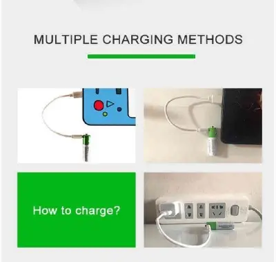 Picture of Smartoools 1.5V AA Type-C Rechargeable Battery With Type-C Charging Cable (2 Pack) - White