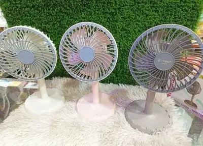 Picture of Joy Super JY-2218 Professional Rechargeable Portable Mini Table Fan Strong Wind Left to Right Oscillating Angle 45 Degrees - AC/DC - Multicolor