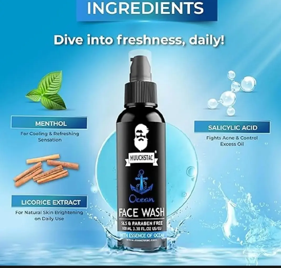 Picture of MUUCHSTAC Men's Ocean Face Wash - 100 ML - Black