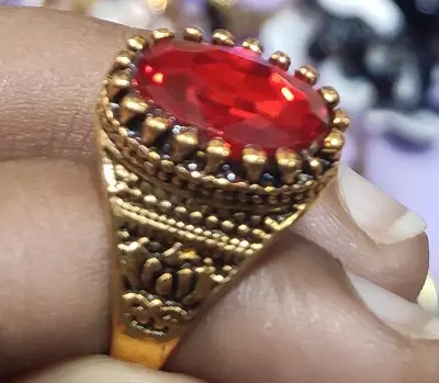Picture of Handmade Sterling Silver Mens Ring: Ottoman Ruby Ring - Red