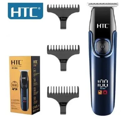 Picture of HTC AT-588 Professional T-blade Zero Cutting For Barber And Home Use Lithium Battery LED Display Two Speeds Control Hair Clipper For Hair Cutting