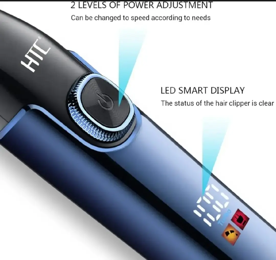 Picture of HTC AT-588 Professional T-blade Zero Cutting For Barber And Home Use Lithium Battery LED Display Two Speeds Control Hair Clipper For Hair Cutting