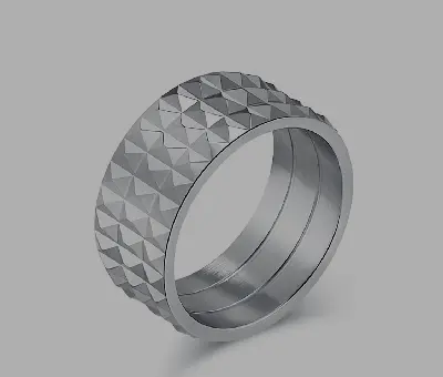 Picture of Exaggerated Diamond-shaped Stainless Steel Non-gender Unisex Personality Titanium 10mm Black/Golden/Silver Wide Ring Fashion Jewelry