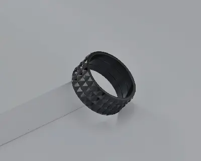 Picture of Exaggerated Diamond-shaped Stainless Steel Non-gender Unisex Personality Titanium 10mm Black/Golden/Silver Wide Ring Fashion Jewelry