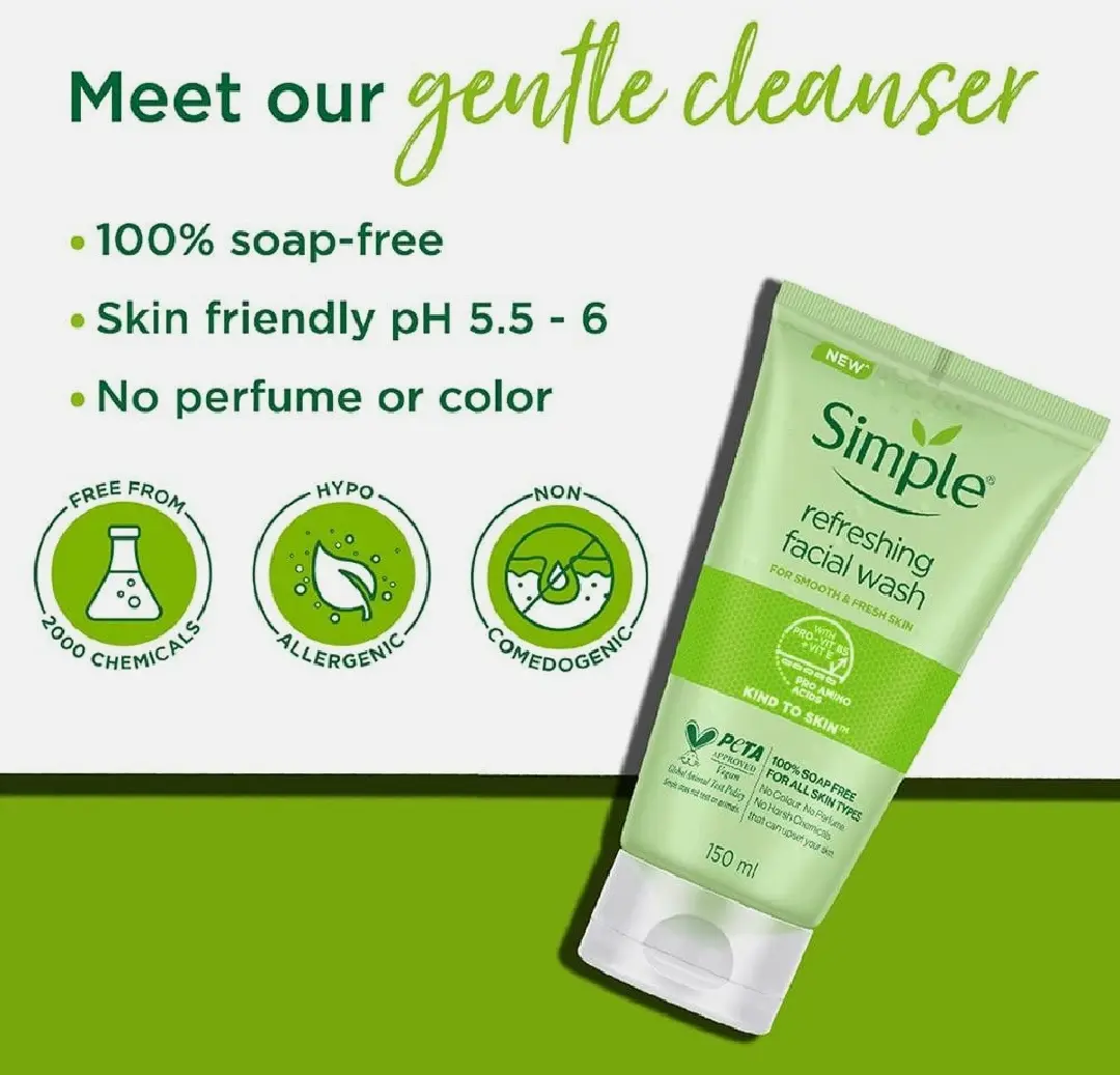 Picture of SIMPLE FACE WASH KIND TO SKIN REFRESHING GEL 150ML - Green