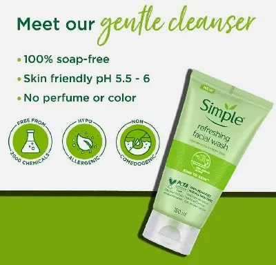 Picture of SIMPLE FACE WASH KIND TO SKIN REFRESHING GEL 150ML - Green